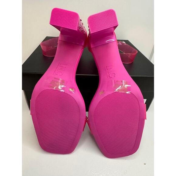 INC International Concepts Makenna Studded Heel Sandals 8M Hot Pink Clear Strap - Picture 10 of 12